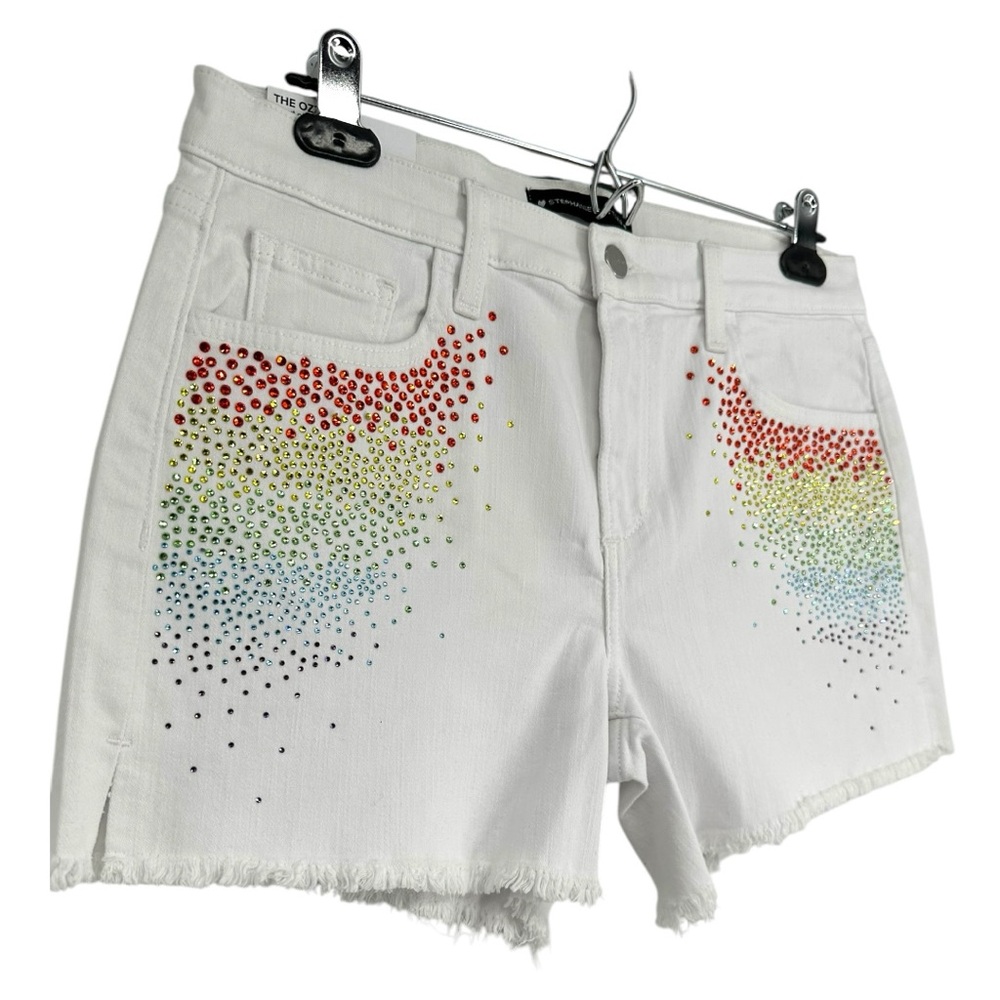 Stephanie Gottlieb x Joe’s Jeans The Ozzie 4”
Short White Rainbow Crystals sz 27 - Picture 8 of 15